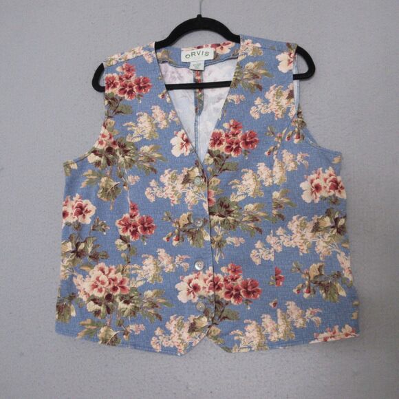 Orvis Jackets & Blazers - Vintage Orvis Vest Large Floral Boho Cottage Core Grunge Grandma Cotton